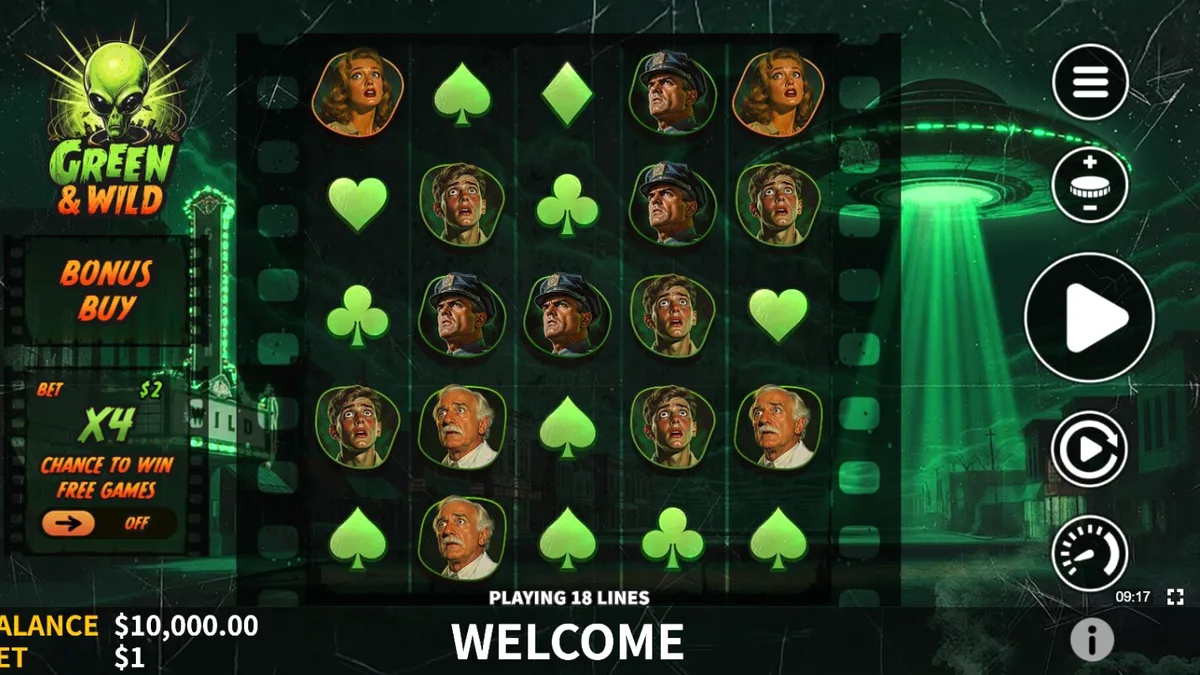 Tampilan visual slot Green & Wild dengan latar belakang hutan yang rimbun dan simbol satwa liar.
